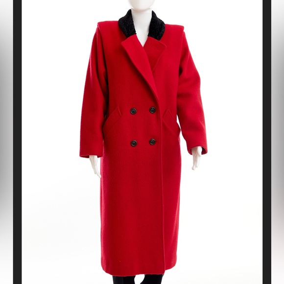 80’s red wool coat / medium - Picture 4 of 9